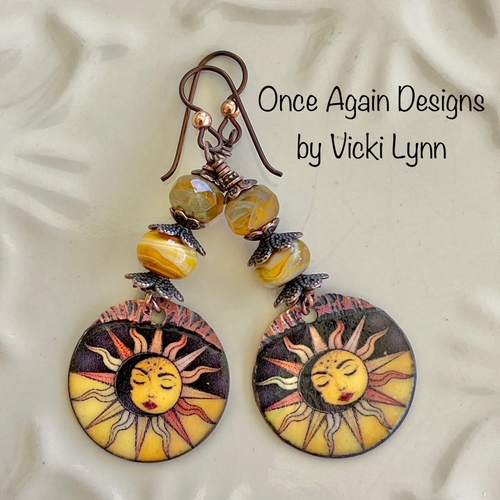 ARTISAN Earrings “Here Comes the Sun” - Dangles - Picture 2 of 12